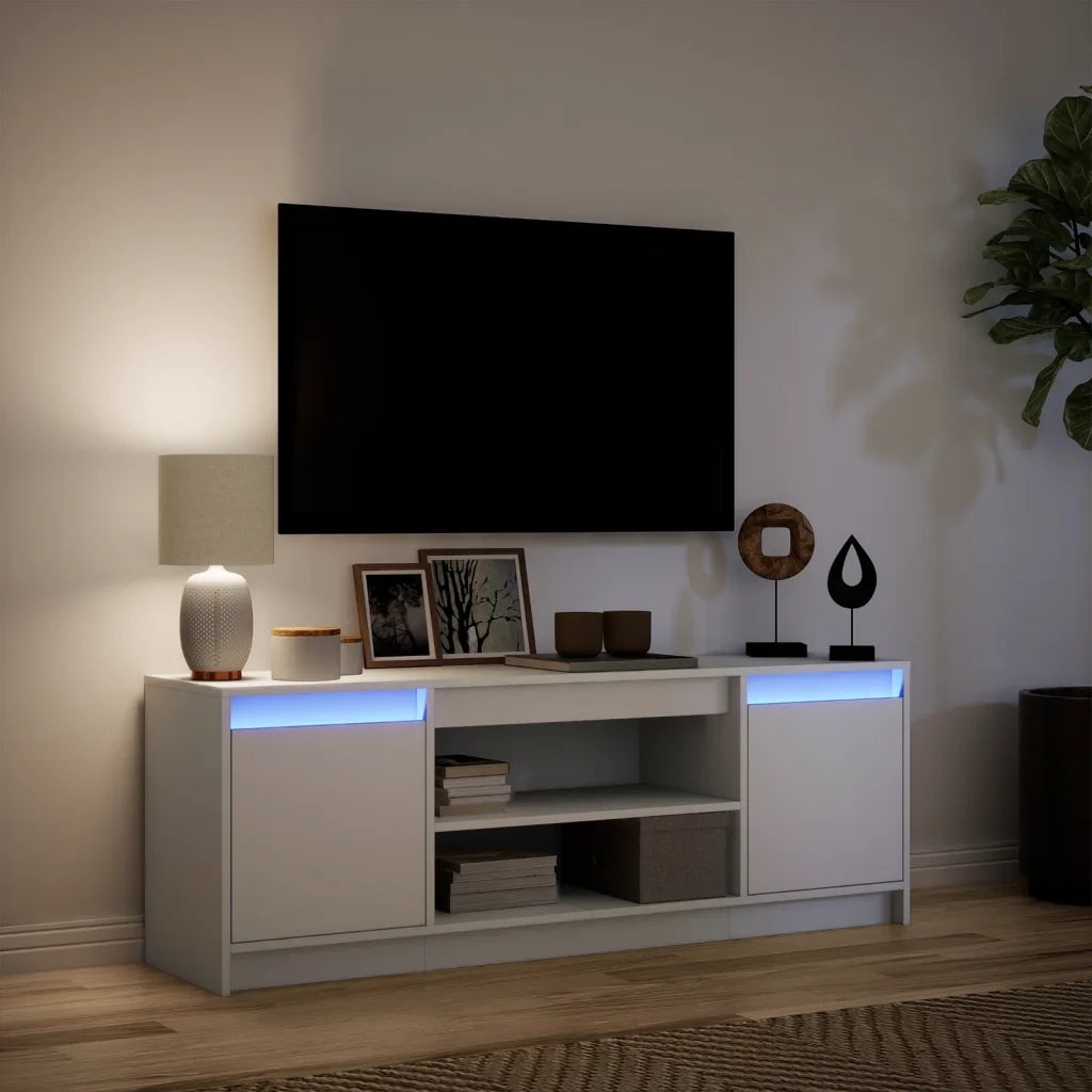 Mobile Porta TV con LED-Mobile per TV-Credenza TV Bianco 139,5x34x50 cm in Truciolato