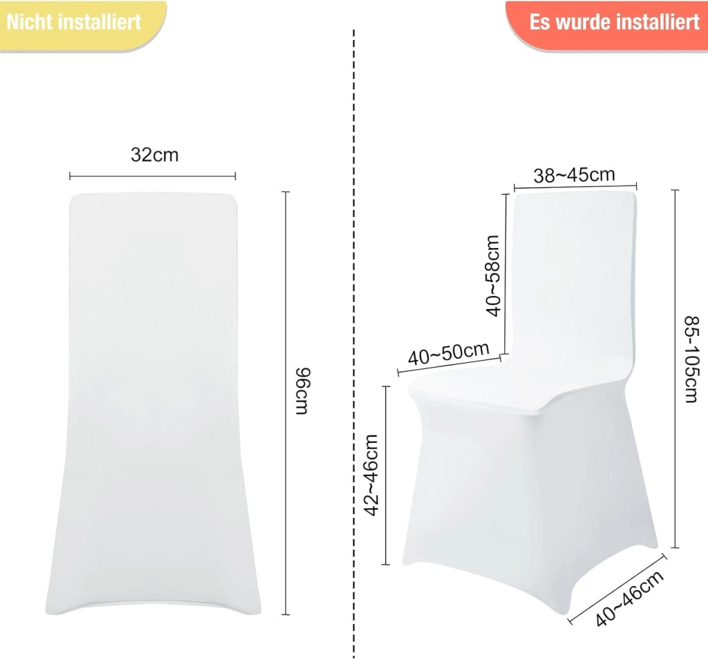 Set di 50 coprisedia universali, colore bianco, per feste, matrimoni e celebrazioni