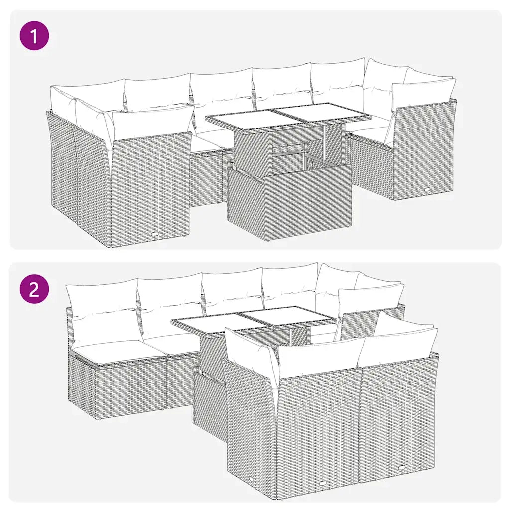 vidaXL Set Divano da Giardino 8 pz con Cuscini Beige in Polyrattan