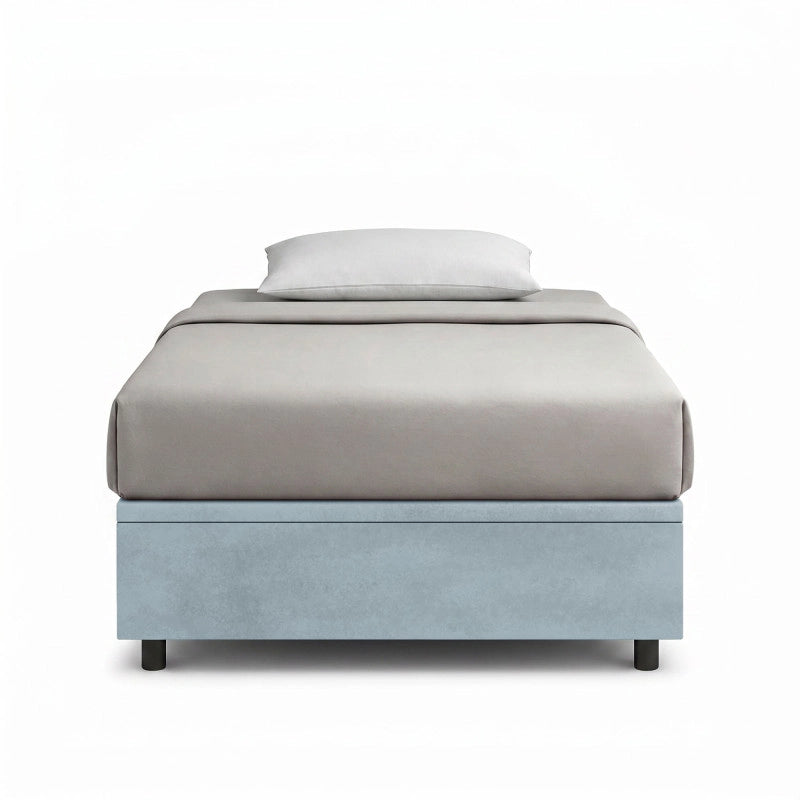 Letto imbottito Singolo 80x190 cm BoxMax - Contenitore,Microfibra,Azzurro