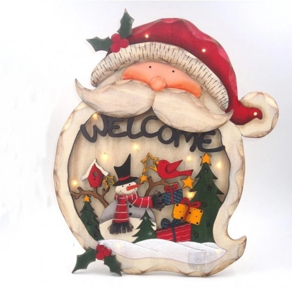 Tavoletta Decorativa Natalizia Casa Babbo natale in legno 27 cm