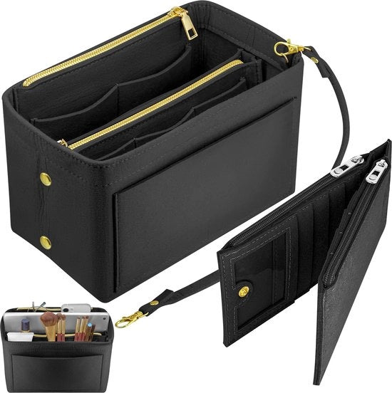Organizzatore per Borse da Mano con Cinturino, Portafoglio e Rallini, Borsa da Mano con Portafoglio e Rallini (Nero con Portafoglio)