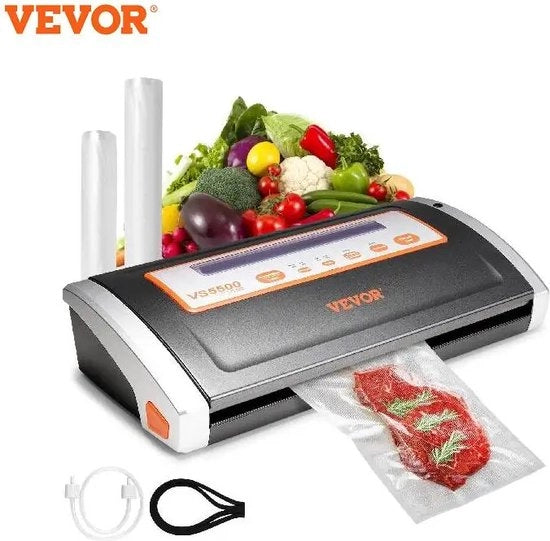 Vacuum Sealer per Alimentari - 130 W - Rullo per Sacchi - Ideale per Verdure - Frutta - Carne - Pane