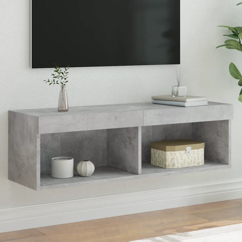 Mobile Porta TV con Luci LED-Credenza per TV Grigio Cemento 100x30x30 cm