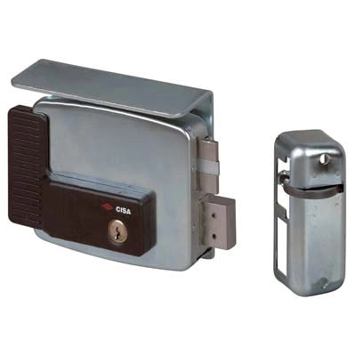 SERRATURA METALLO APPLICARE ELETTRICA 11761 CISA  ZINC C.TONDO FISSO M2+SCR+TETT E.MM 80 DX