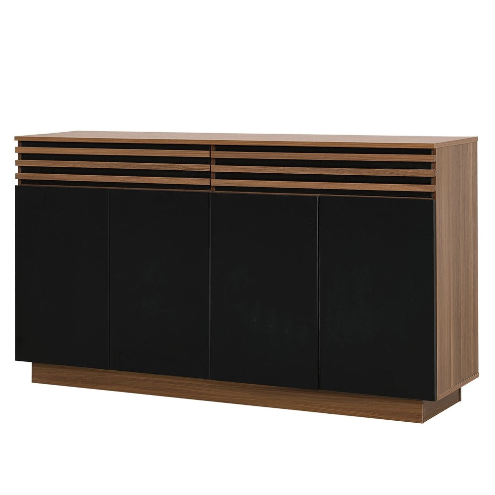 Credenza moderna ¨C MINIMAL ¨C Marrone, ante nere, 2 cassetti, 150x40x85