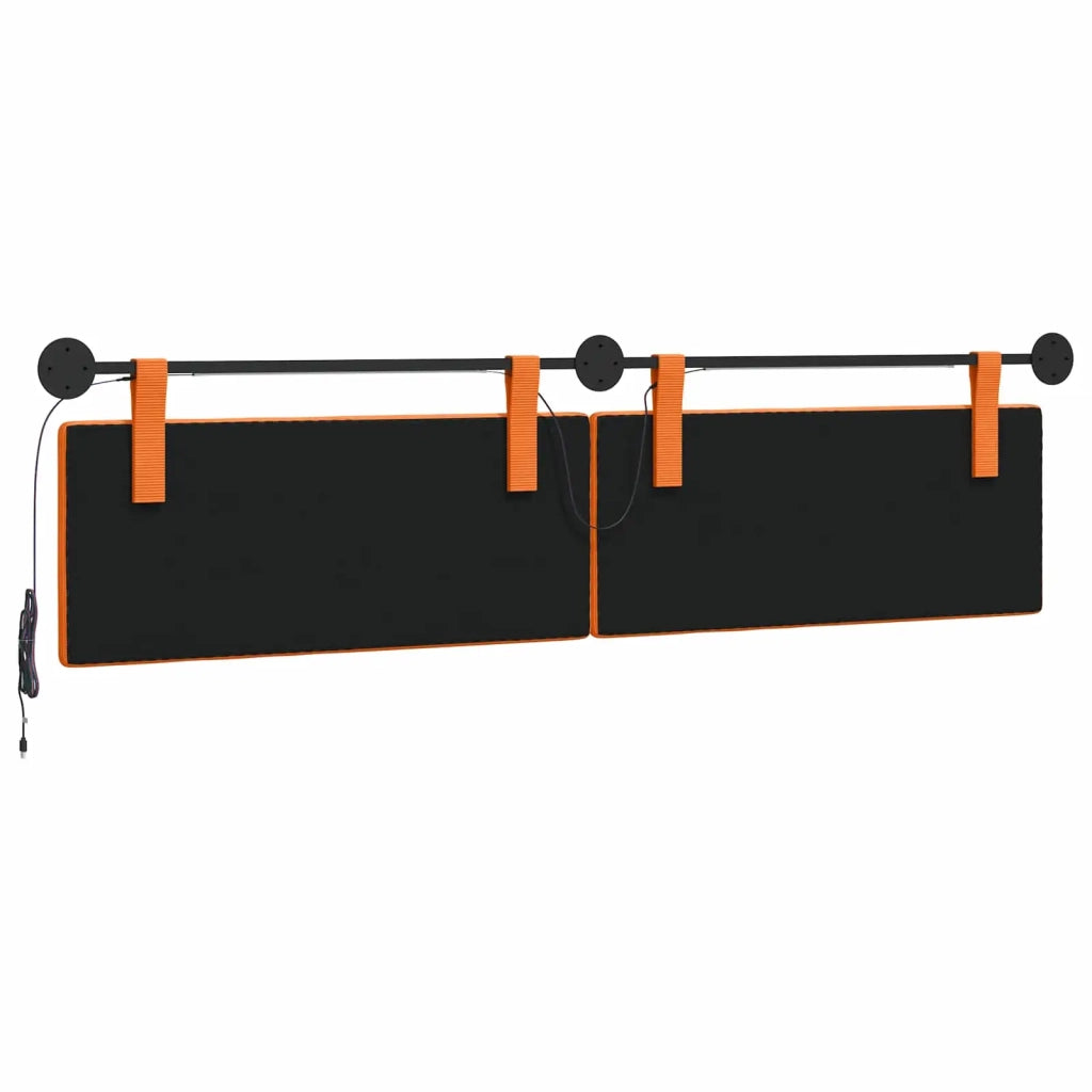 Testiera sospesa Con luce LED Arancione Tessuto in Cords