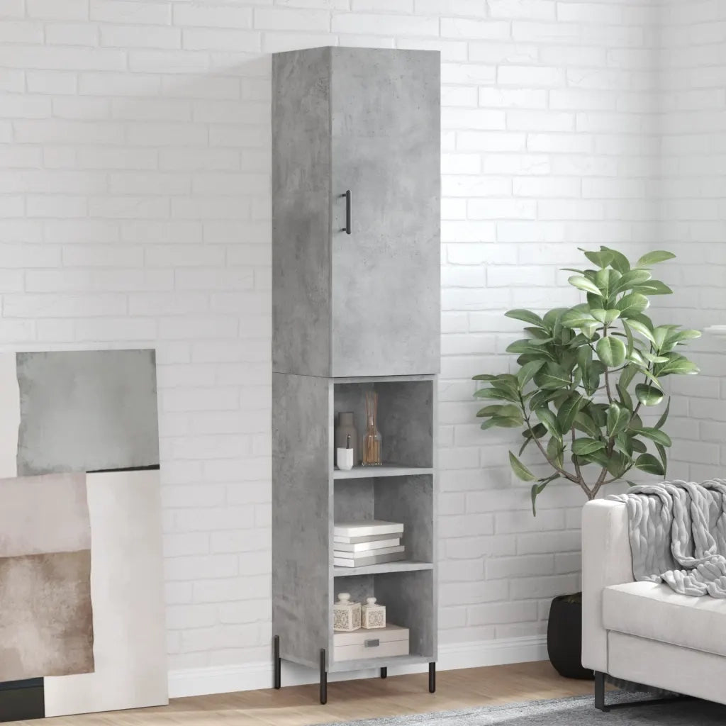 Credenza | Madia | Buffet da pranzo | Armadio da pranzo Grigio Cemento 34,5x34x180 cm in Legno Multistrato