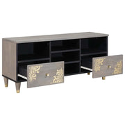 Mobile TV | Armadietto TV | Mobile Porta TV Grigio 100 x 33 x 46 cm Legno di mango massello