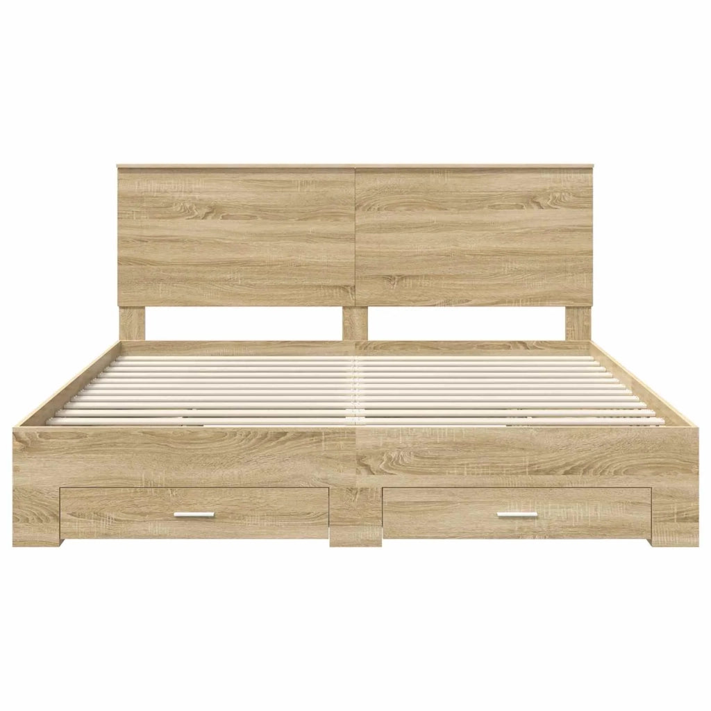 Struttura del letto con testiera Rovere Sonoma 200 x 200 cm 3409610