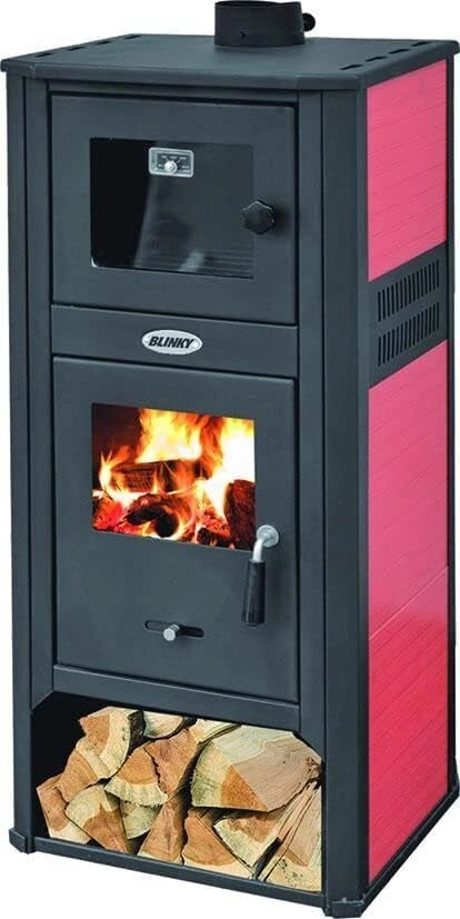 BLINKY 98150-50 Stufa a Legna in Acciaio con Forno 12 kW 4 Stelle colore Rosso