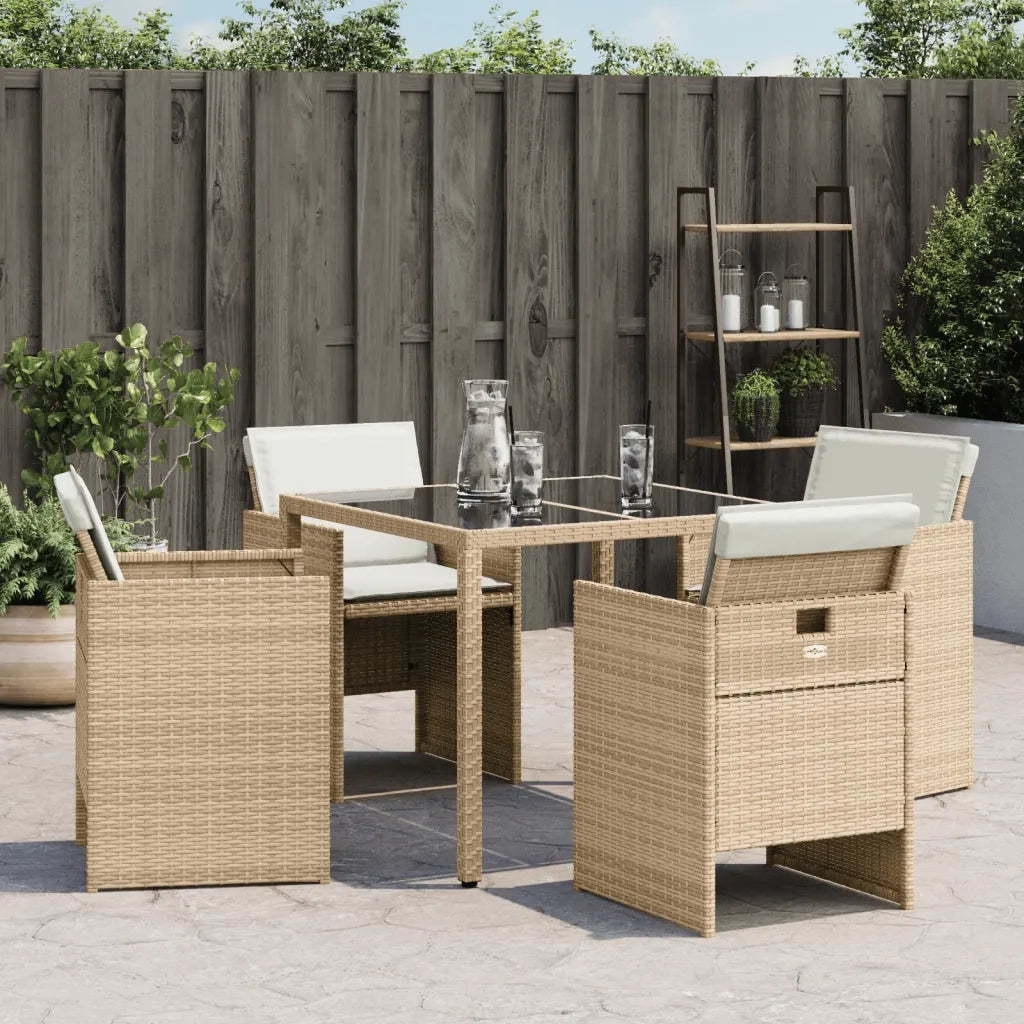 Sedie da Giardino con Cuscini 4 pz Beige in Polyrattan 4007439
