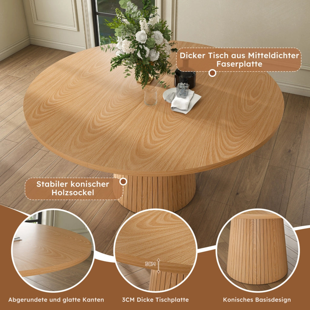 Tavolo da pranzo rotondo Ø110 cm effetto rovere