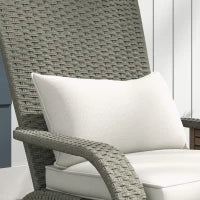 Sedia da Giardino con Poggiapiedi e Cuscini Imbottiti, in Rattan e Acciaio, 64x82x89 cm, Grigio e Crema