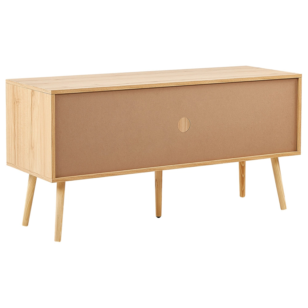 Mobile da TV in rattan legno chiaro con 4 cassetti stile boho soggiorno camera da letto