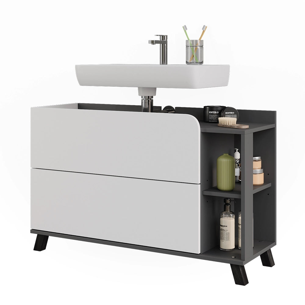 Vicco Mobiletto per lavabo Antracite/bianco 100 x 65 cm con 2 cassetti