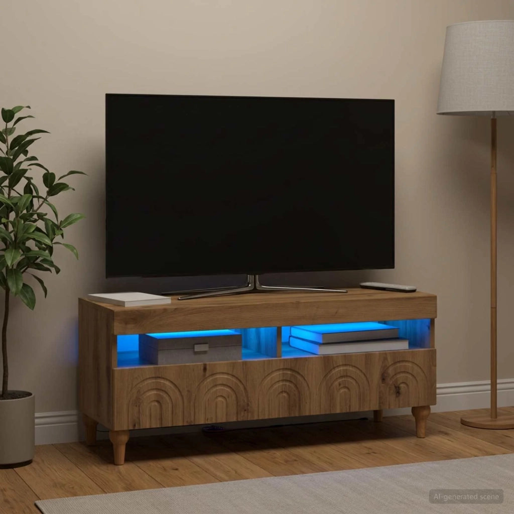 Mobile TV LED Rovere Artigianale Legno ingegnerizzato 896334