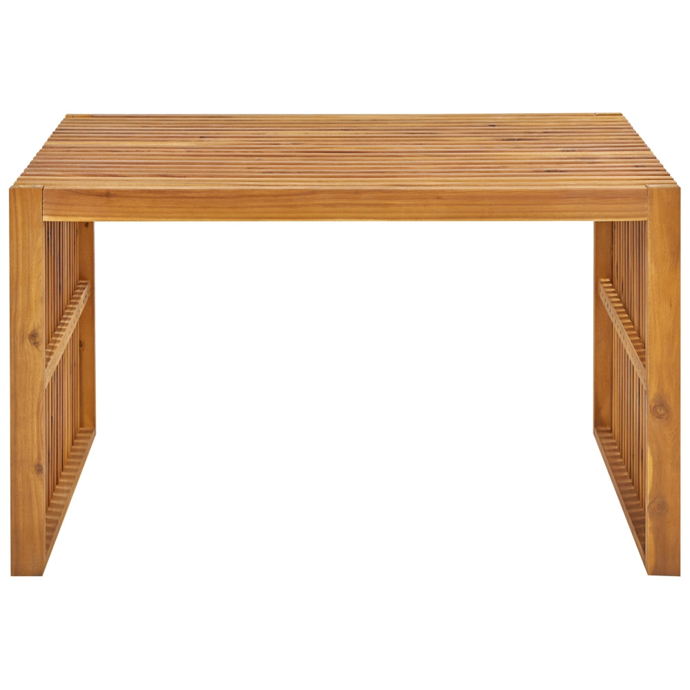 Set da pranzo da giardino 5 pezzi Tavolo rettangolare in legno massiccio di acacia Panca 2 sgabelli Design rustico per interni esterni