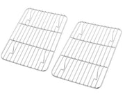 Raccoglitore per piatti, Rettangolare, in acciaio inossidabile, Riciclabile, per piatti, grigliare, raffreddare, resistente a piatti e bicchieri, 24,8cm*18,9cm*2cm, 2 pezzi