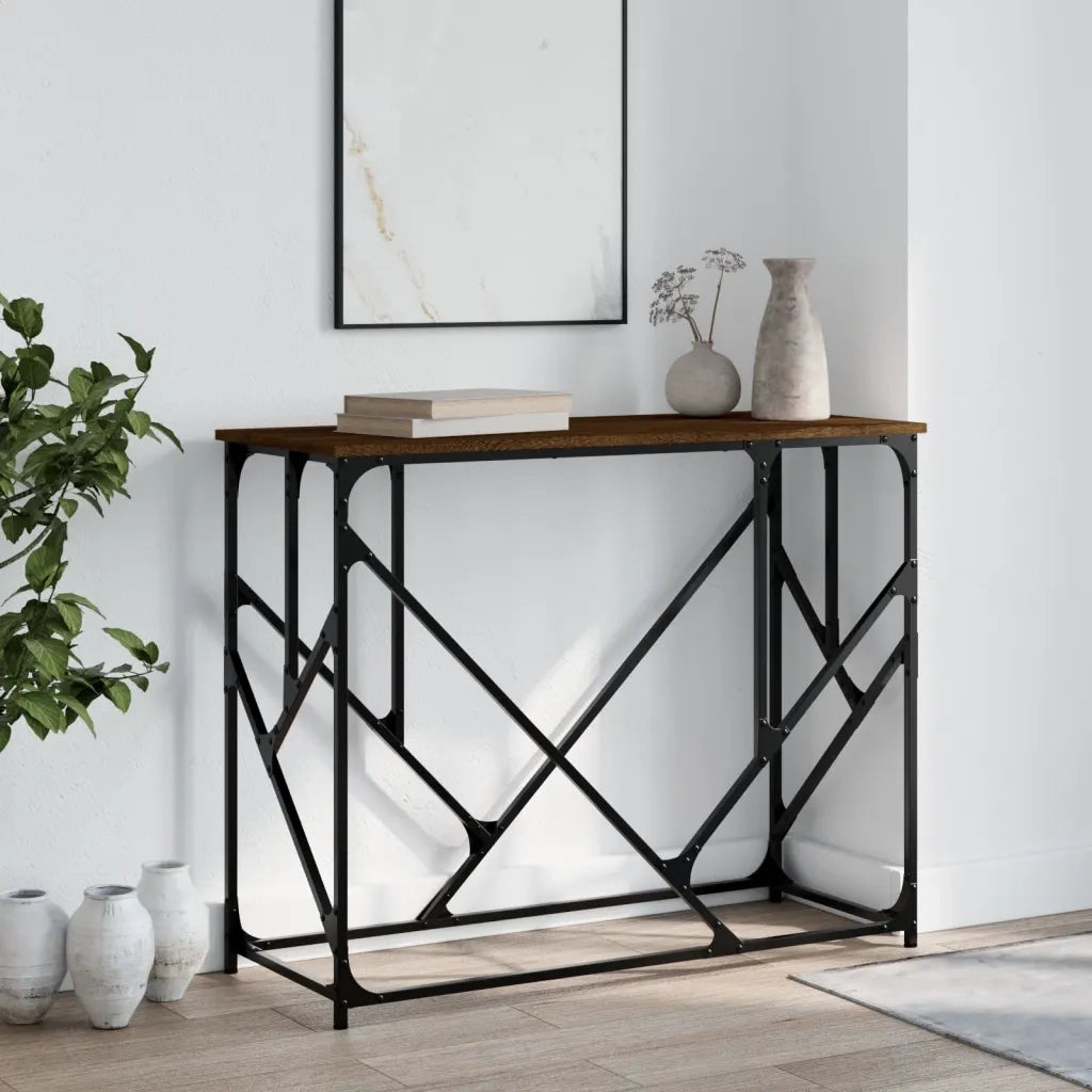 Tavolino Consolle | Tavolo d'Ingresso Rovere Marrone 100x40x80 cm Legno Multistrato