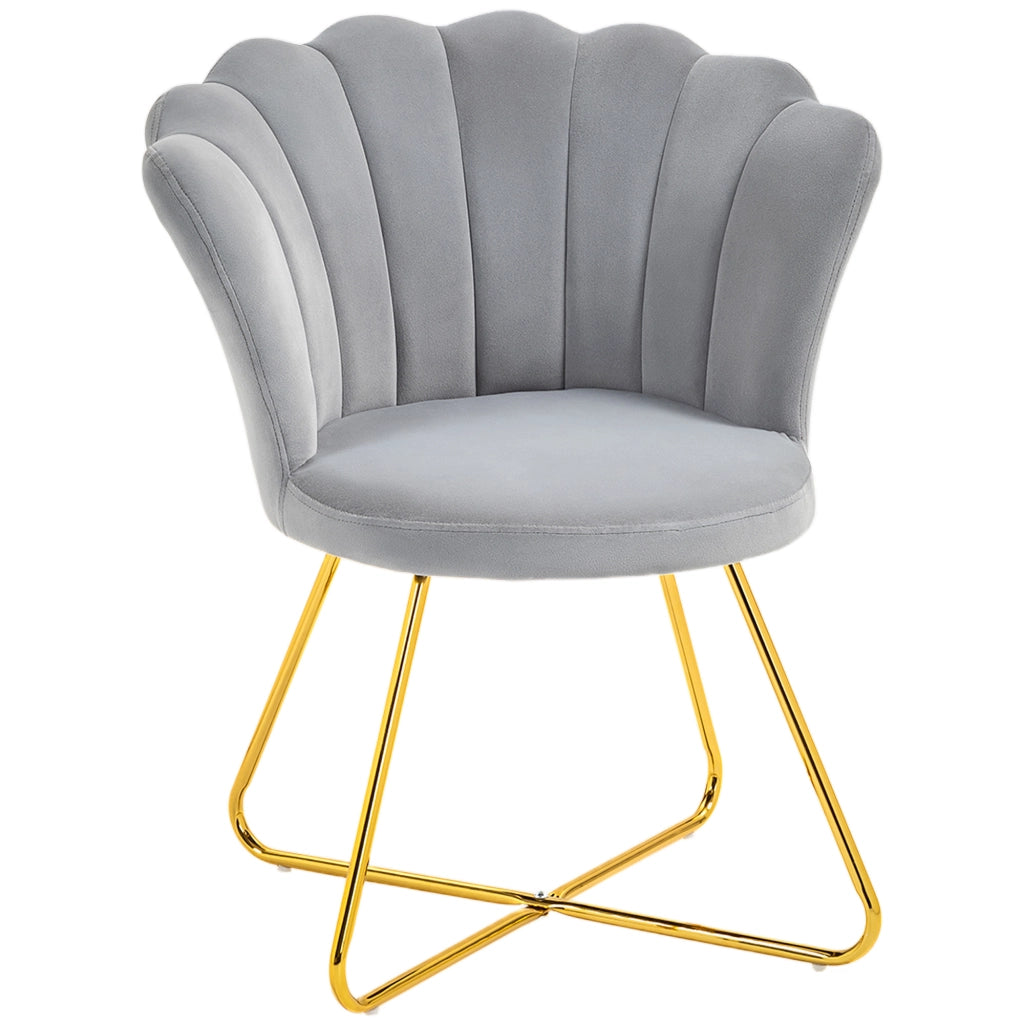 Poltrona in velluto con gambe in metallo ¨C zephmum ¨C grigio 69x64x80 cm