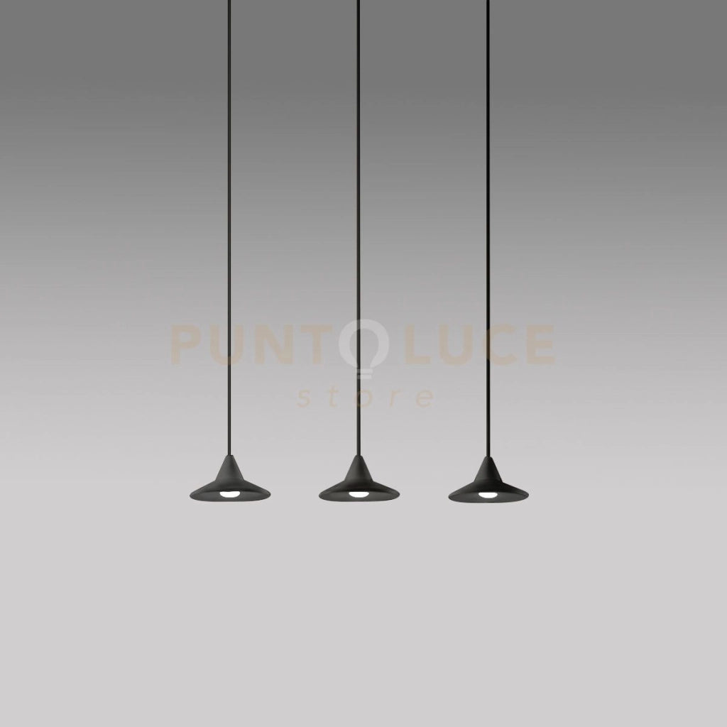 HELENA S/3 - SOSPENSIONE COLORE NERO LINEARE A 3 LUCI LED 3000K 920LM 16,5W