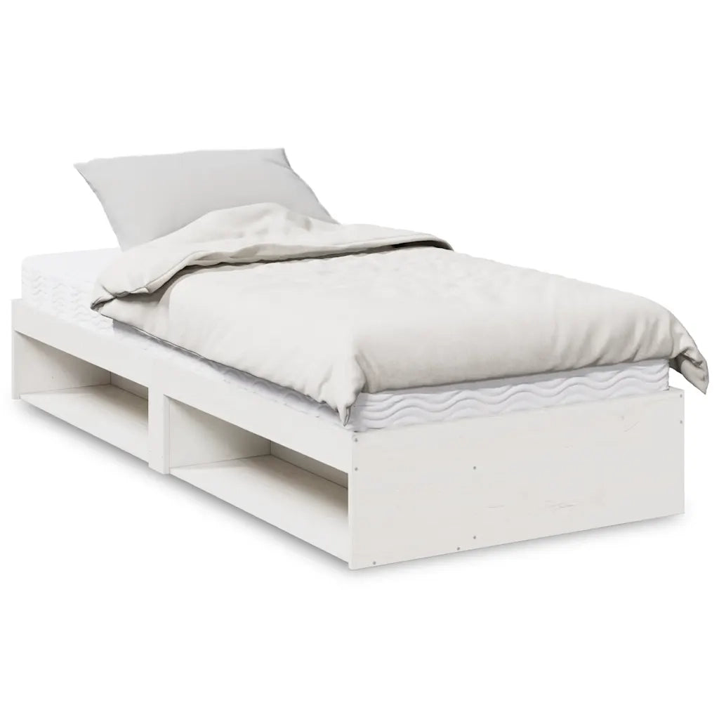 Dormeuse con Materasso-Divano Letto Bianca 90x200 cm Legno Massello Pino 254623