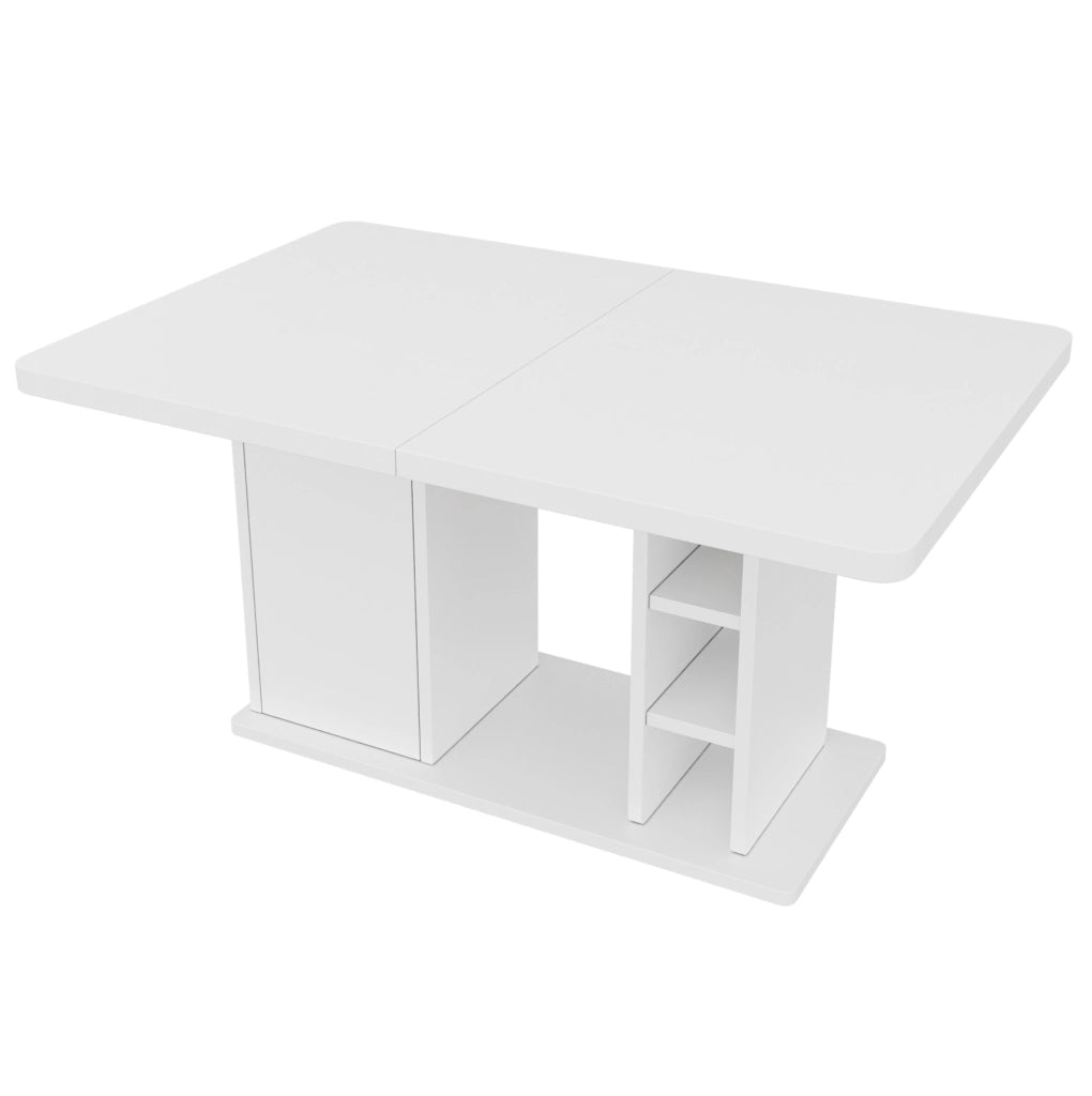 Tavolo da pranzo allungabile 140/180x80 cm con contenitore in MDF bianco