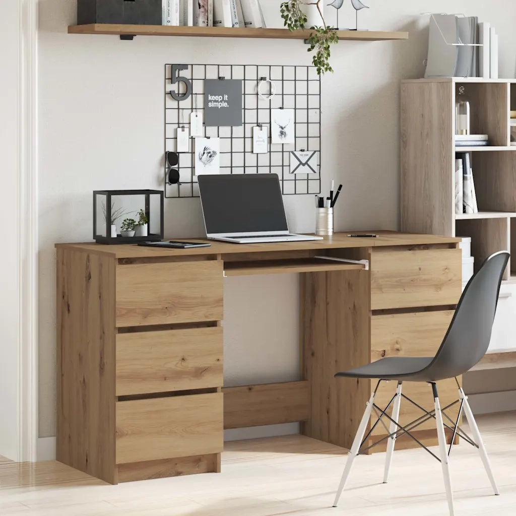 Scrivania | Tavolo da Ufficio Rovere Artigianale 140x50x77 cm in Legno Multistrato