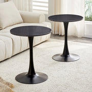 Tavolo da pranzo rotondo con base centrale in MDF effetto marmo nero e piedini antiscivolo diametro 60 cm