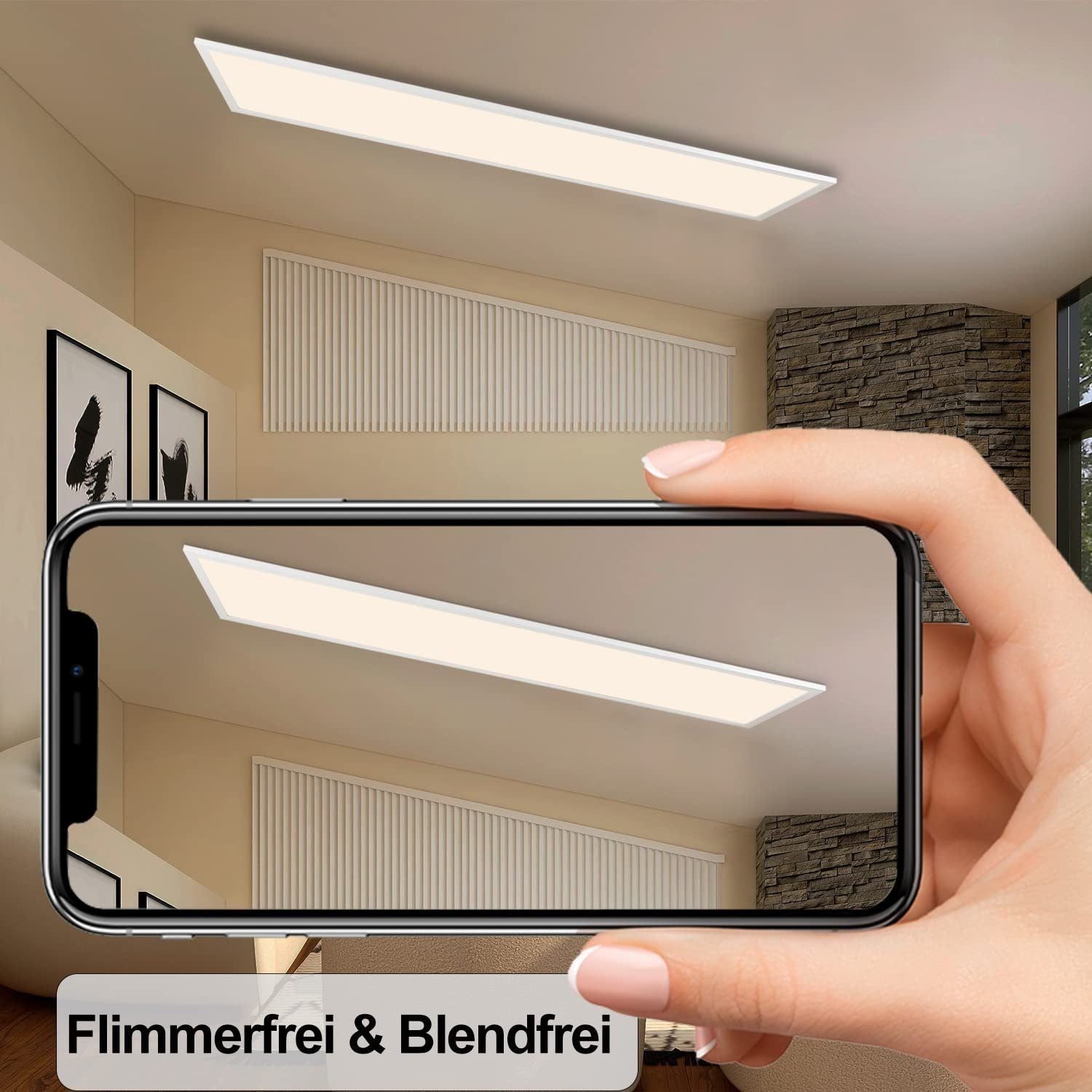 ZMH Lampada da soffitto LED di design da 120 cm con dimmer e telecomando per illuminazione interna