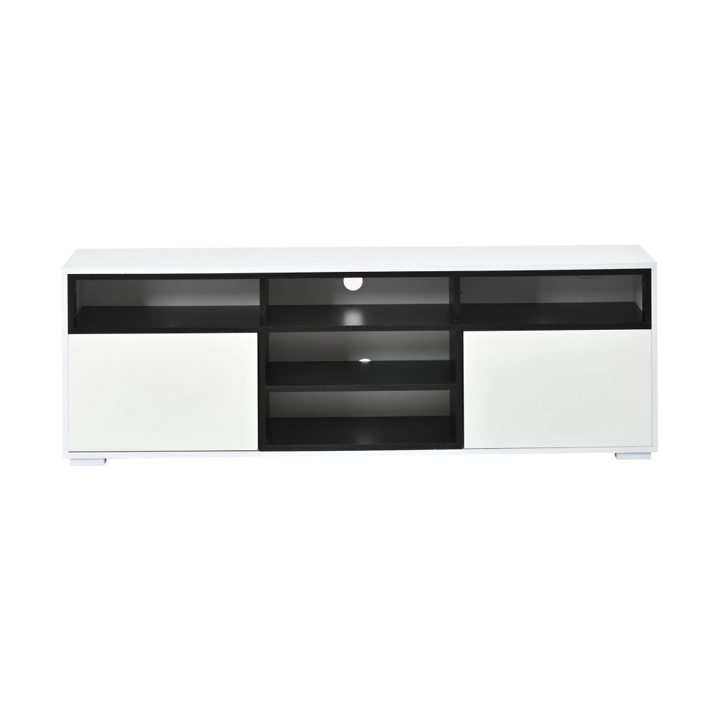 Mobile TV lucido, illuminazione a LED, in truciolato, 150 ¡Á 35 ¡Á 50 cm, bianco e nero