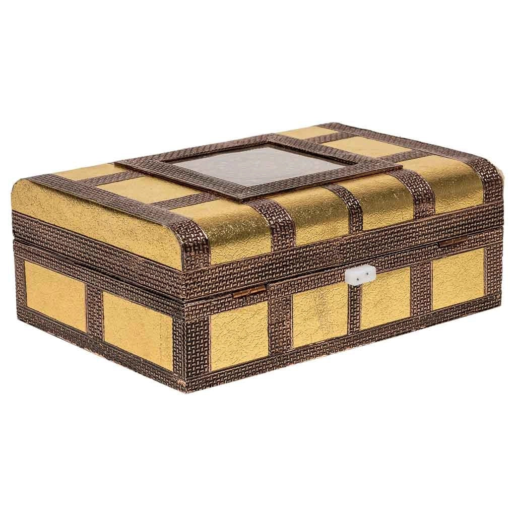 Portagioie in metallo dorato sbalzato 27,5x20x7,5h