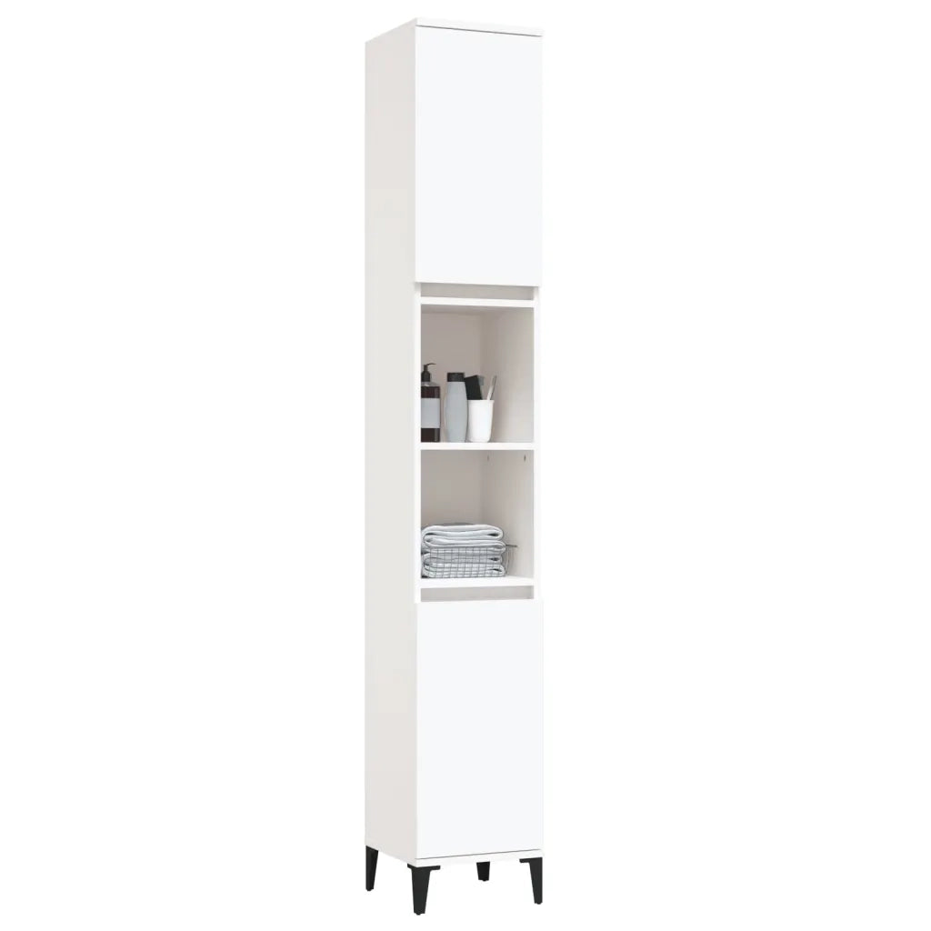 Armadietto da Bagno Bianco 30x30x190 cm in Legno Multistrato 819796