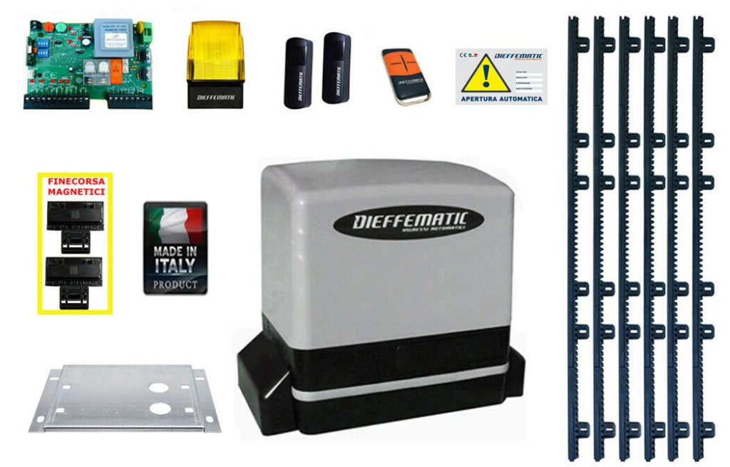 Kit Motore Automazione Cancello Scorrevole Automatico + 6Mt Cremagliera 230V Dfm