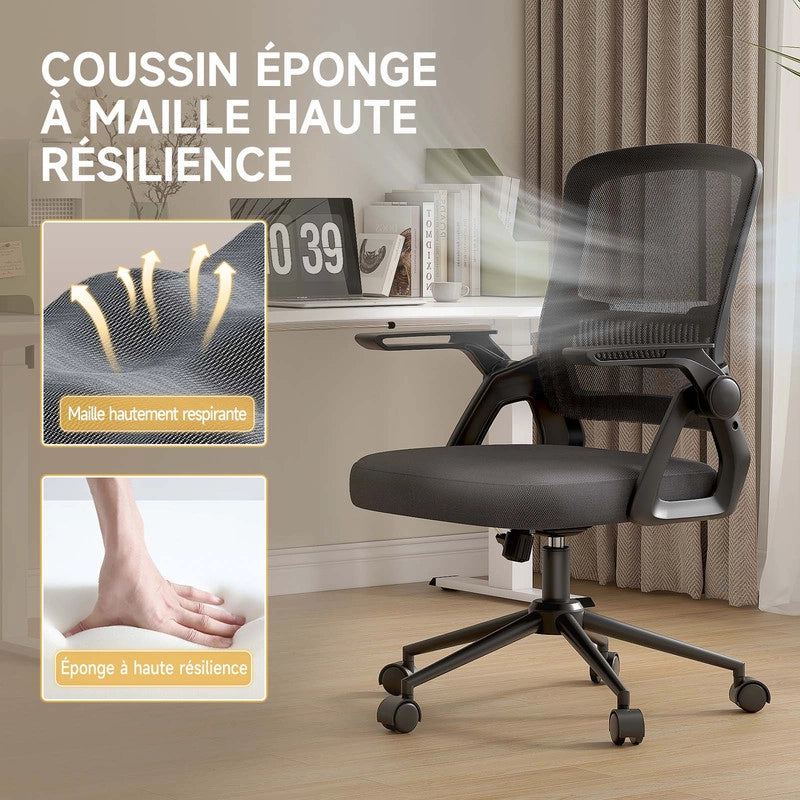 Sedia da ufficio ergonomica, , sedia da computer in rete traspirante con braccioli sollevabili e altezza regolabile