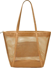 Tas a rete grande - con chiusura a rullo e tasca interna - borsa da spesa pieghevole per donne - ideale per spiaggia, famiglia e viaggi