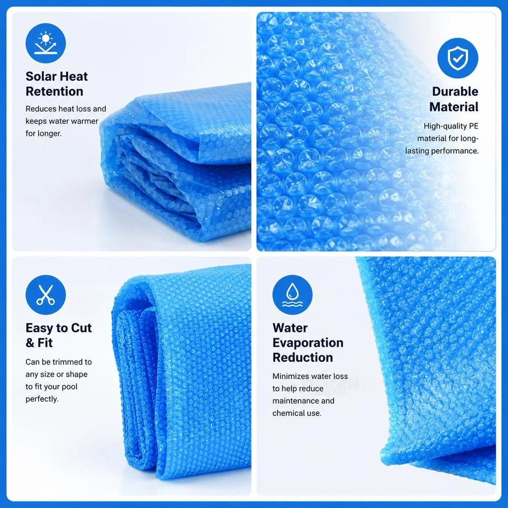 Floating Round PE Pool Solar Cover 455 Cm Blue