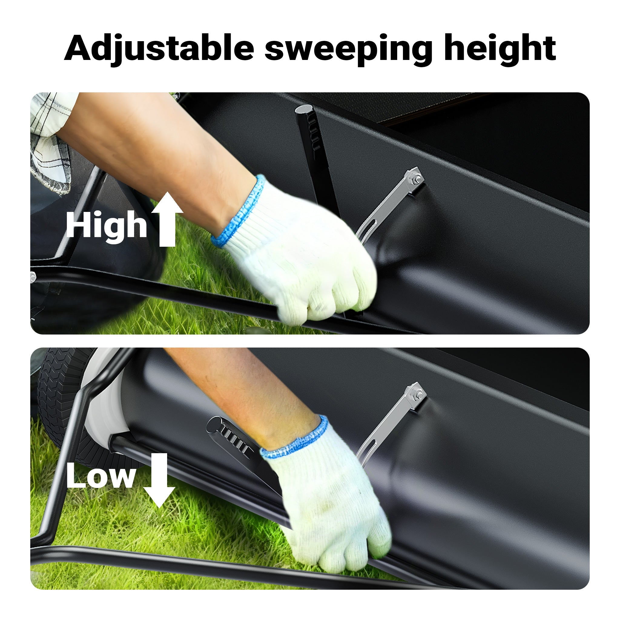 Spazzatrice trainata da prato per trattorini 105cm di larghezza Ruote in gomma da 266x60mm