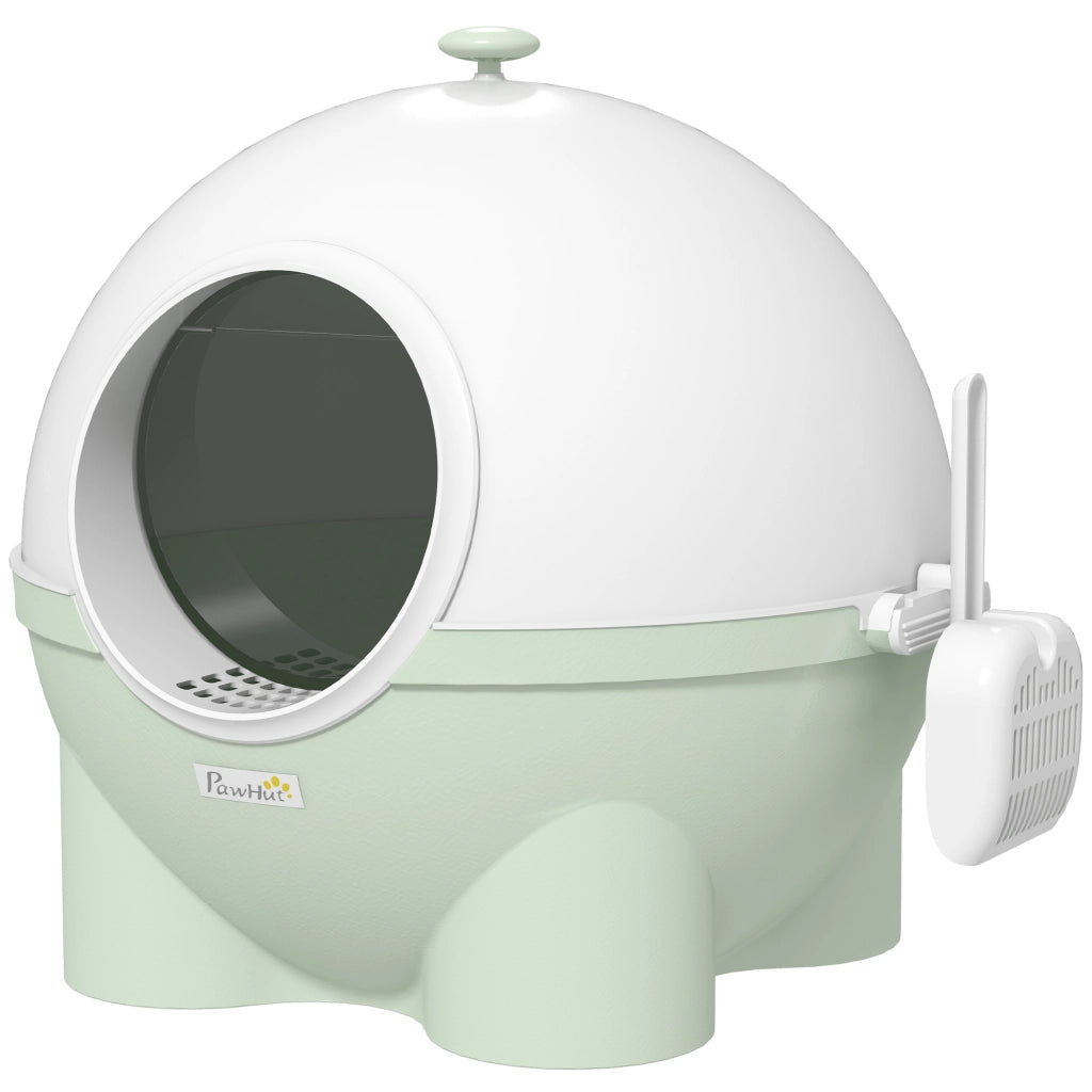 Mobile per lettiera gatto con porta ¨C zephmum ¨C verde e bianco 53x51x48 cm