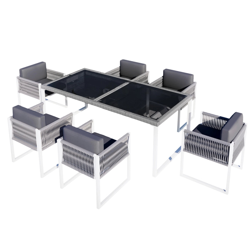 Set Pranzo da Giardino 6 Posti con Poltrone e Cuscini ¨C MINIMAL ¨C Polyrattan