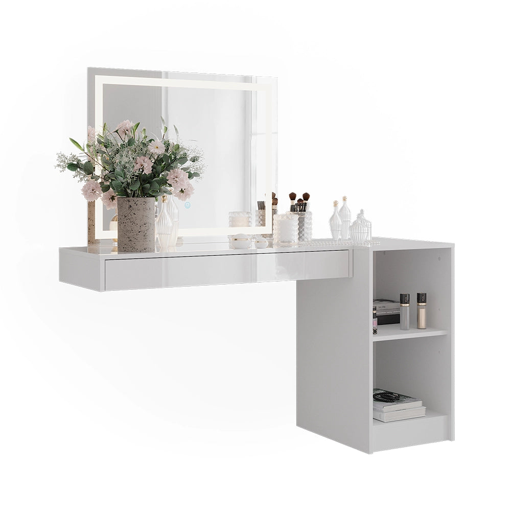 Vicco Tavolo da toeletta Bianco 100 cm 3 parti