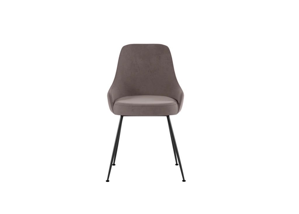 Sedia da pranzo Nandy in microfibra visone con gambe in metallo nero - Imbottita ed ergonomica - Stones
