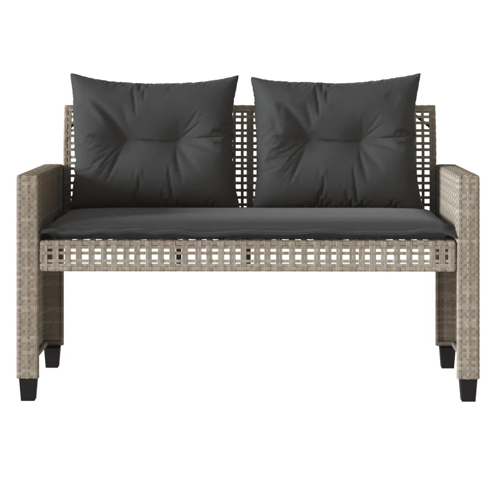 Divano da Giardino 4pz | Set Salotto da Giardino Cuscini Grigio Chiaro Polyrattan e Vetro
