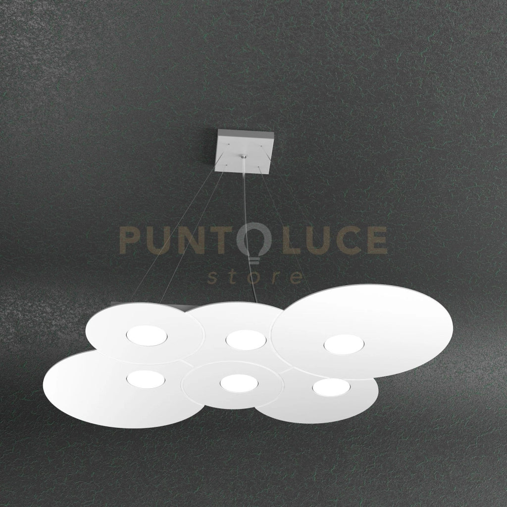CLOUD SOSPENSIONE 6+2 LUCI BIEMISSIONE BIANCO 1128-S6 R+2-BI