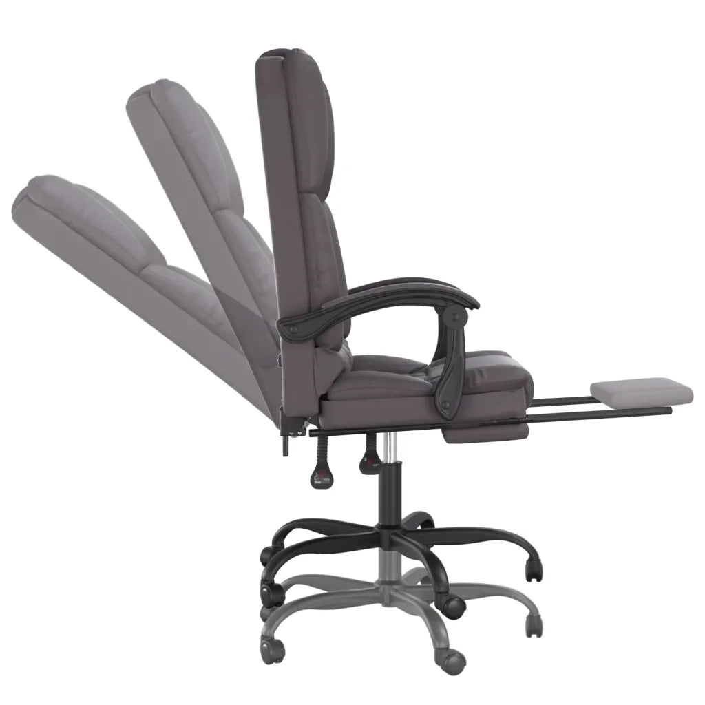 Poltrona da Ufficio Massaggiante | Sedia Relax Reclinabile Grigio Similpelle