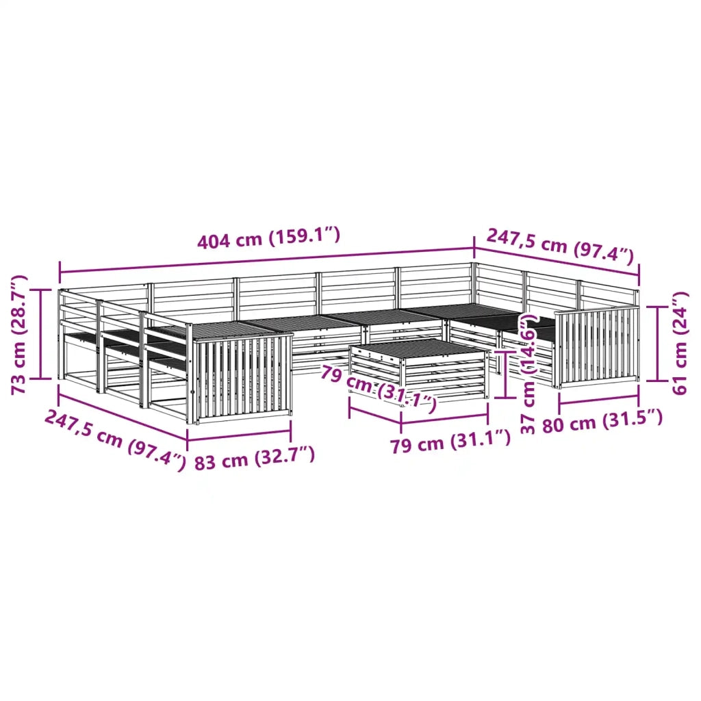Set divani 10 pcs Naturale Legno di Acacia Massello 3374164