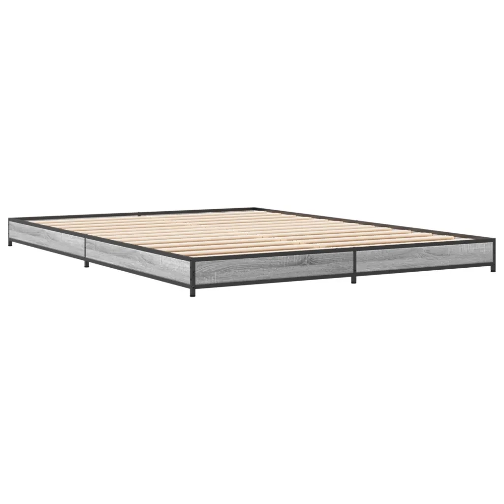 Letto matrimoniale | Letto per adulti | Giroletto Grigio Sonoma 120x200 cm in Legno Multistrato Metallo
