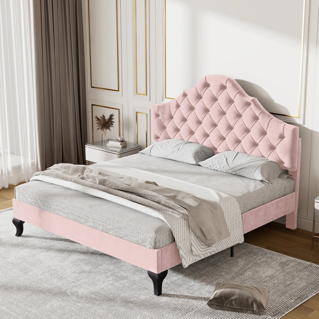 letto imbottito velluto rosa 140 x 200 cm