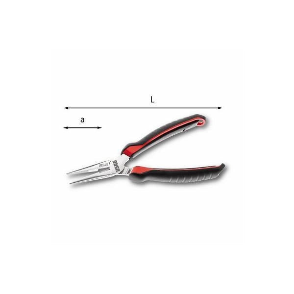 USAG U01330150 133 AX Pinze Becchi Mezzotondi Lunghissimi Diritti 160 mm con Impugnatura Ergonomica Bimateriale e Asole di Aggancio Anticaduta colore Cromato